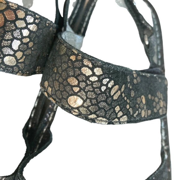 Algeria Verona-780 Black Metallic Two Strap w/Sling Back Leather Comfort Sandals - Picture 8 of 16